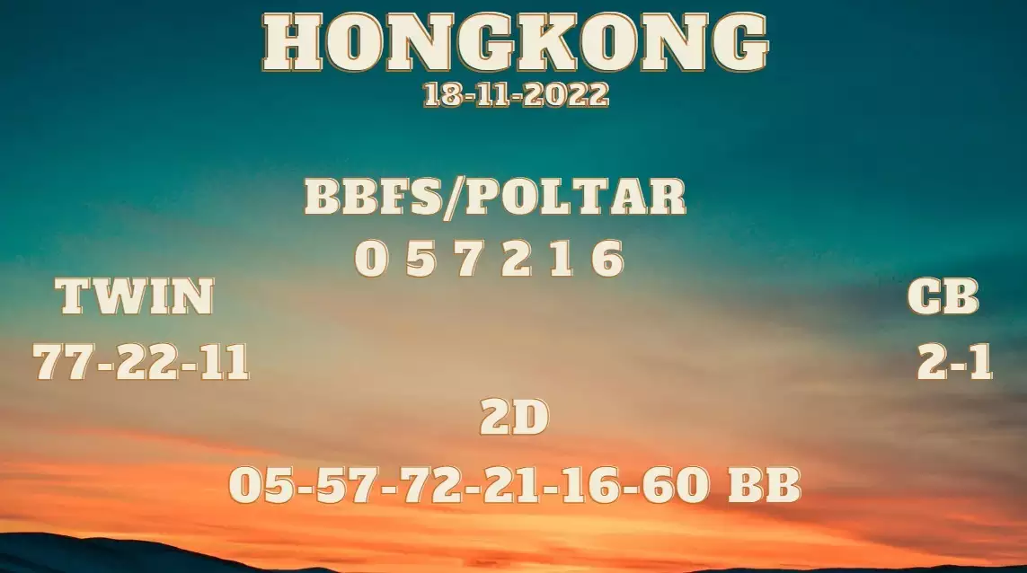 Syair HK Hari Ini 18 November 2022 dari Palembangslot
