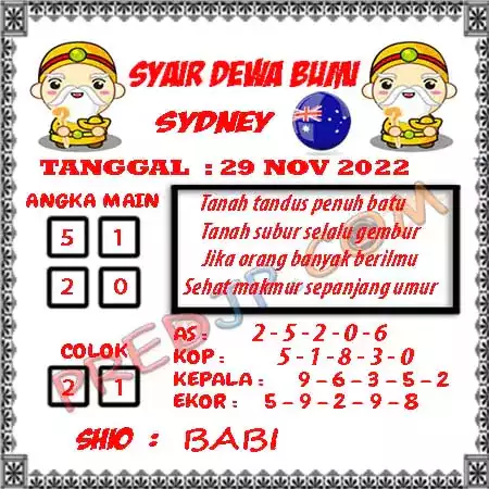 Prediksi Syair Sydney 29 November 2022 Selasa (Angka Main Jitu)