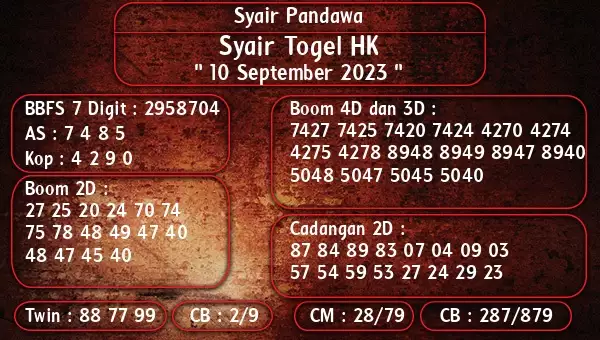 Syair Hk 10 September 2023 119