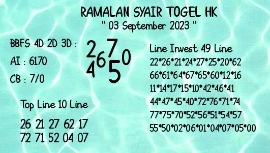 Syair Hk 3 September 2023 22