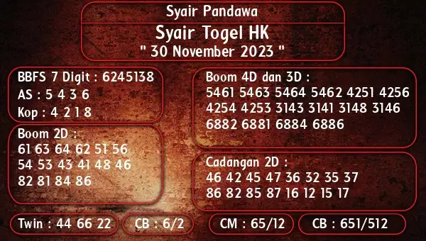 Syair Hk 30 November 2023 147