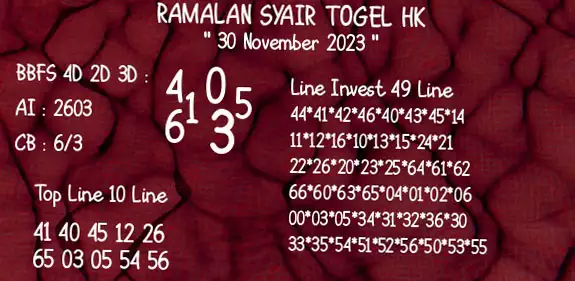 Syair Hk 30 November 2023 65
