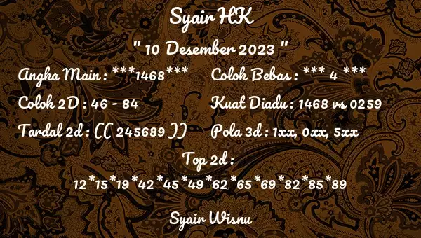 Syair Hk 10 Desember 2023 125