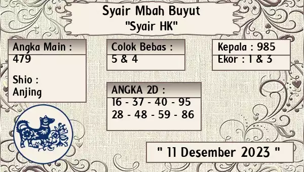 Syair Hk 11 Desember 2023 107