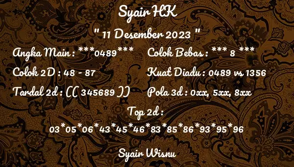 Syair Hk 11 Desember 2023 112