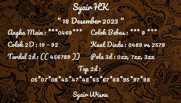 Syair Hk 18 Desember 2023 109
