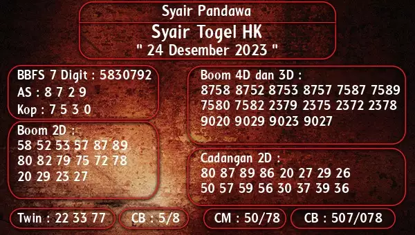 Syair Hk 24 Desember 2023 83