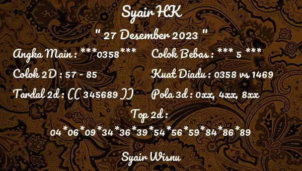Syair Hk 27 Desember 2023 123