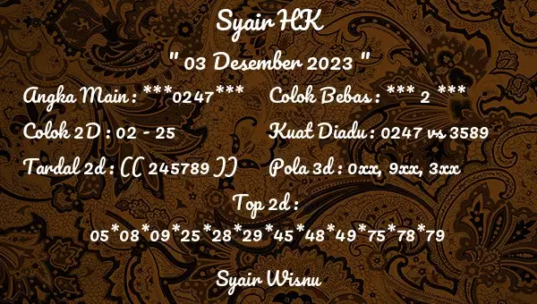 Syair Hk 3 Desember 2023 121