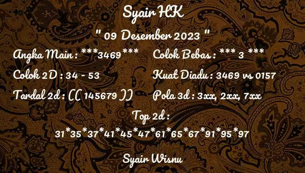 Syair Hk 9 Desember 2023 117