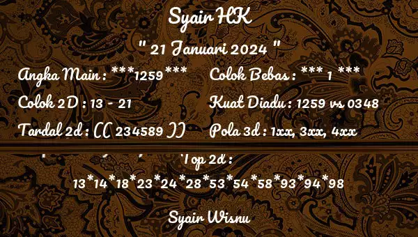 Syair Hk 21 Januari 2024 32 1